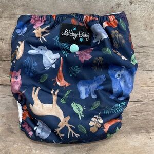 NEW With Tags: Lalabye Baby Navy Woodland Animals Reusable Cloth Diaper Cover